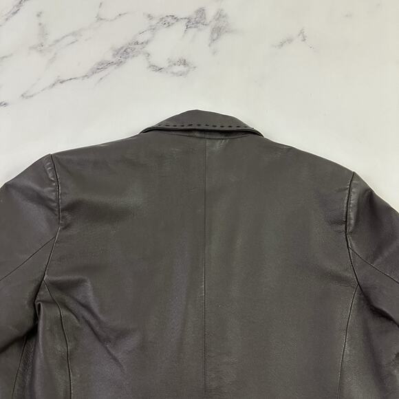 More & More Womens Vintage Y2k Leather Jacket Size 38 M Dark Brown Blazer - Picture 9 of 12